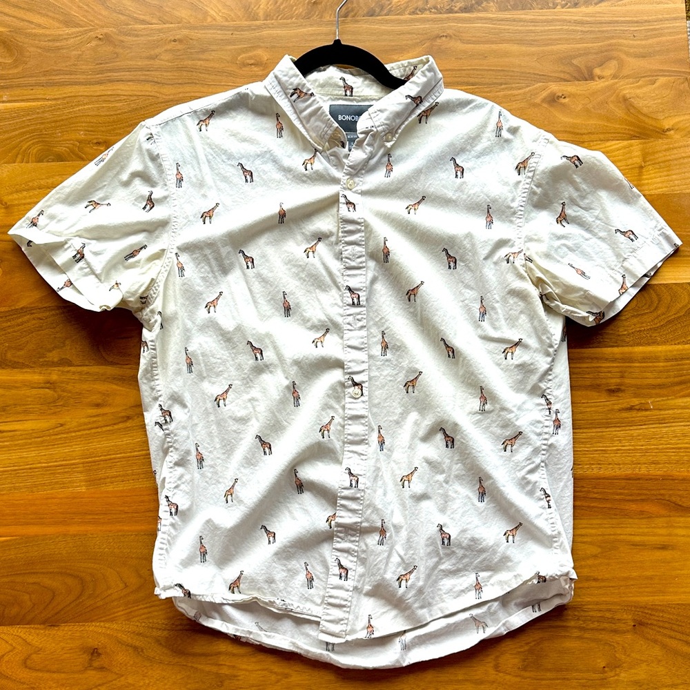 Bonobos Men’s Riviera Short Sleeve Giraffe Shirt - Large Slim